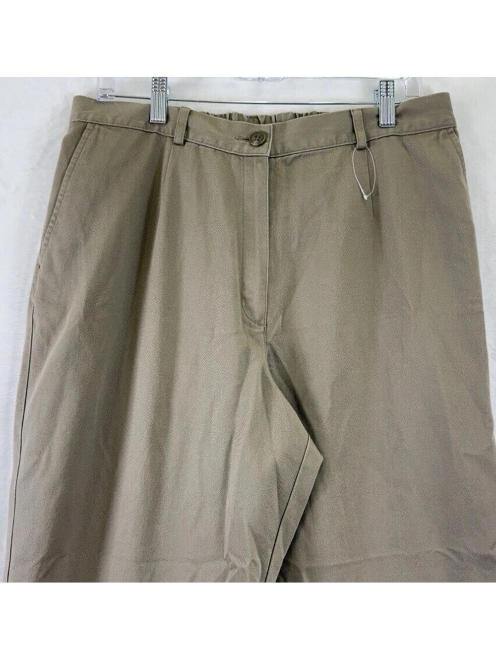 LL Bean Bayside Pants Womens 16 Ultra High Rise Comfort Waist Tan Brown Khakis